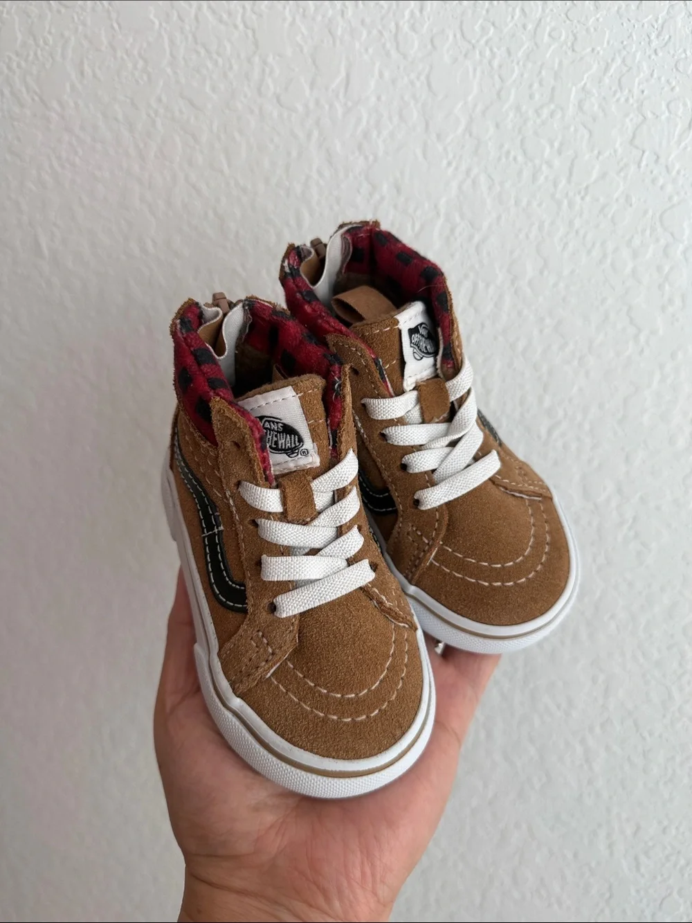 Baby Vans Sk8-Hi Plaid Brown & Black Skate Shoes